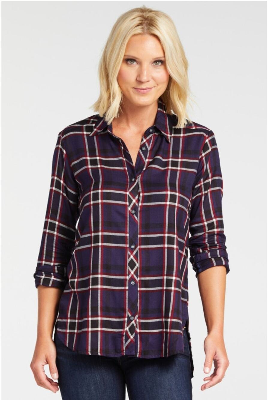 MICHAEL STARS Evereve Passport Plaid Button Down Shirt // S